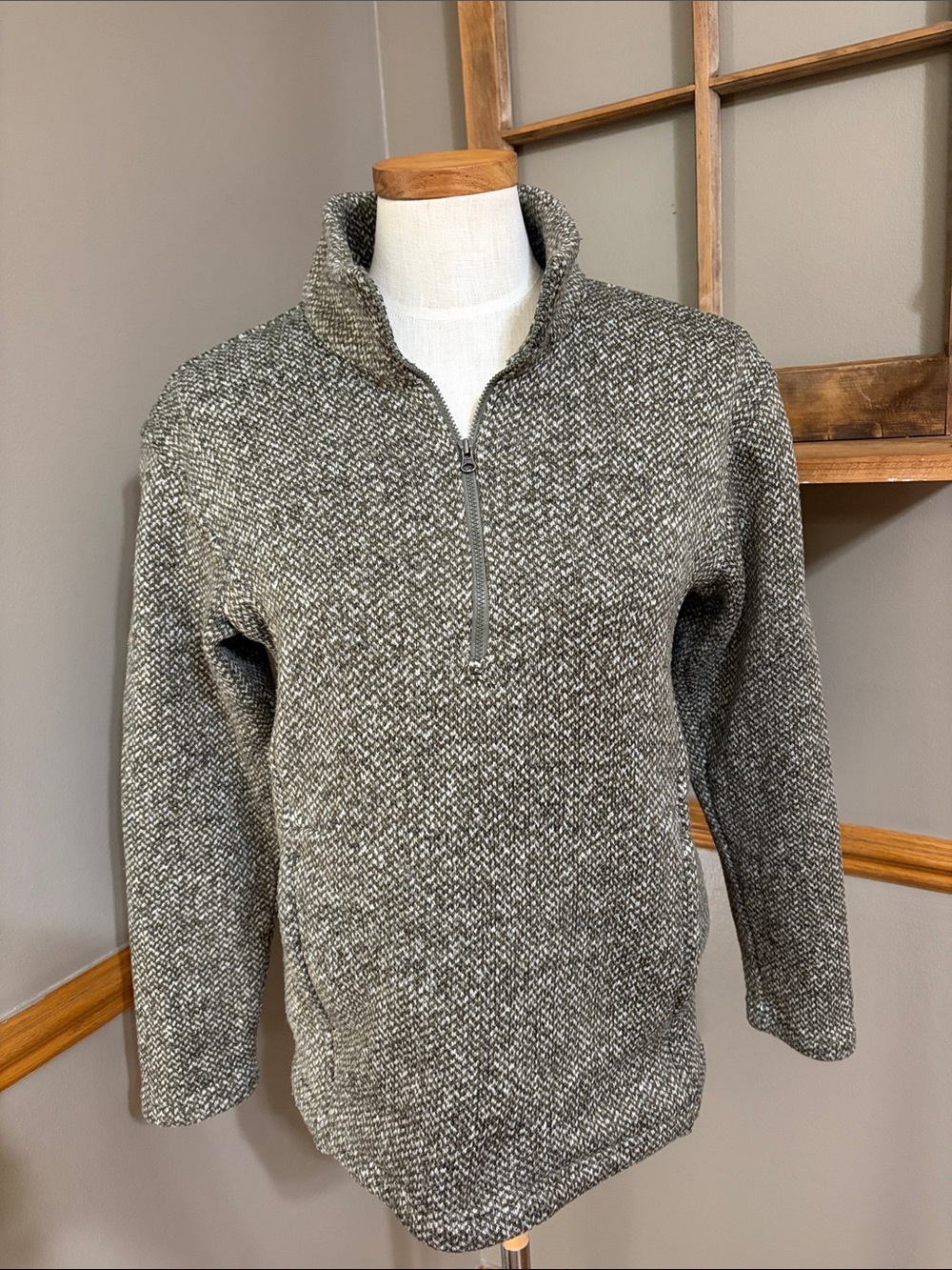 Columbia Women's dark green & cream Quarter-Zip Pullover fleece size small